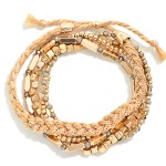 Wholesale set Metal Bead Braided String Stretch Bracelets D