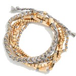 Wholesale set Metal Bead Braided String Stretch Bracelets D