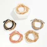 Wholesale set Metal Bead Braided String Stretch Bracelets D
