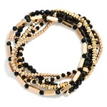 Wholesale set Beaded Stretch Bracelets Metal Tones Faceted Beads D