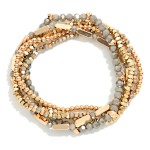 Wholesale set Beaded Stretch Bracelets Metal Tones Faceted Beads D