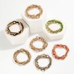 Wholesale set Beaded Stretch Bracelets Metal Tones Faceted Beads D