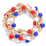 Wholesale set Five Americana Bead Metal Tube Beaded Stretch Bracelets D