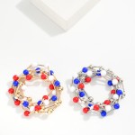 Wholesale set Five Americana Bead Metal Tube Beaded Stretch Bracelets D