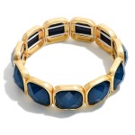 Wholesale faceted Acetate Metal Cube Stretch Bracelet D