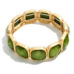 Wholesale faceted Acetate Metal Cube Stretch Bracelet D