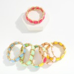 Wholesale faceted Acetate Metal Cube Stretch Bracelet D