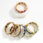 Wholesale faceted Acetate Metal Cube Stretch Bracelet D
