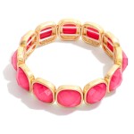 Wholesale faceted Acetate Metal Cube Stretch Bracelet D