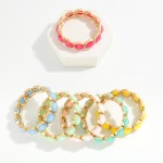 Wholesale faceted Acetate Metal Cube Stretch Bracelet D