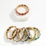 Wholesale faceted Acetate Metal Cube Stretch Bracelet D