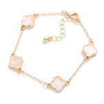 Wholesale chain Link Bracelet Pearlescent Clover Stations D