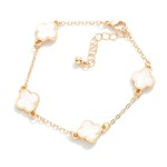 Wholesale chain Link Bracelet Pearlescent Clover Stations D