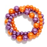 Wholesale set Three Metallic Game Day Beaded Stretch Bracelets D