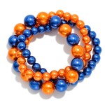 Wholesale set Three Metallic Game Day Beaded Stretch Bracelets D