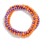 Wholesale set Three Metallic Game Day Bead Beaded Stretch Bracelets D