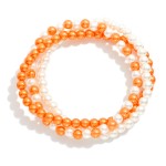 Wholesale set Three Metallic Game Day Bead Beaded Stretch Bracelets D