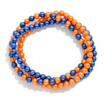 Wholesale set Three Metallic Game Day Bead Beaded Stretch Bracelets D