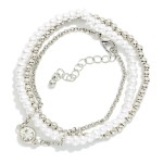 Wholesale set Three Chain Link Beaded Stretch Bracelets Metal Pearls D