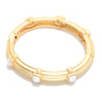 Wholesale ribbed Metal Hinged Bangle Bracelet Square Stone Details D