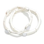Wholesale set Two Hammered Metal Bangle Bracelets Faceted Acetate Details D