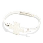 Wholesale hammered Metal Hinged PLus Cross Bangle Bracelet D