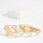 Wholesale hammered Metal Hinged PLus Cross Bangle Bracelet D