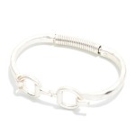 Wholesale hammered Metal Hinged Horsebit Bangle Bracelet D
