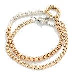 Wholesale layered Two Chain Link Bracelet Multi Clasps