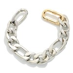 Wholesale two Metal Chunky Flat Chain Bracelet D