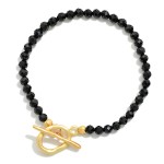Wholesale faceted Stone Beaded Stretch Bracelet Metal Toggle Clasp D