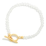 Wholesale faceted Stone Beaded Stretch Bracelet Metal Toggle Clasp D