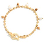 Wholesale metal Ball Chain Bracelet Stone Pearl Charms Toggle Clasp D