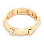 Wholesale hammered Metal Bangle Stretch Bracelet Studded Rhinestone Details D