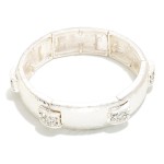 Wholesale hammered Metal Bangle Stretch Bracelet Studded Rhinestone Details D