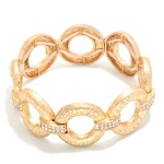 Wholesale hammered Metal Hoops Stretch Bracelet Rhinestone Details D
