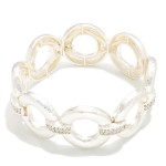 Wholesale hammered Metal Hoops Stretch Bracelet Rhinestone Details D