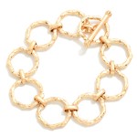 Wholesale textured Linked Hoops Chain Link Bracelet Toggle Clasp D