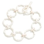 Wholesale textured Linked Hoops Chain Link Bracelet Toggle Clasp D