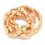 Wholesale set Chunky Matte Metal Stretch Bracelets D
