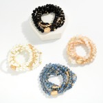 Wholesale set Beaded Stretch Bracelets Faceted Beads Metal Tones D
