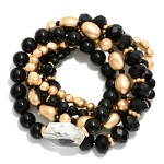 Wholesale set Chunky Faceted Bead Metal Beaded Stretch Bracelets D