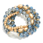 Wholesale set Chunky Faceted Bead Metal Beaded Stretch Bracelets D