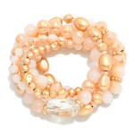 Wholesale set Chunky Faceted Bead Metal Beaded Stretch Bracelets D