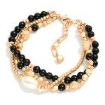 Wholesale set Beaded Stretch Bracelets Gold Nugget Beads Pearl Detail D
