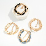 Wholesale set Beaded Stretch Bracelets Gold Nugget Beads Pearl Detail D