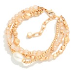 Wholesale set Beaded Stretch Bracelets Gold Nugget Beads Pearl Detail D