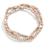 Wholesale set Faceted Cylinder Metal Bead Beaded Stretch Bracelets D