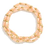 Wholesale set Faceted Cylinder Metal Bead Beaded Stretch Bracelets D