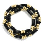 Wholesale set Stone Metal Disk Beaded Stretch Bracelets D